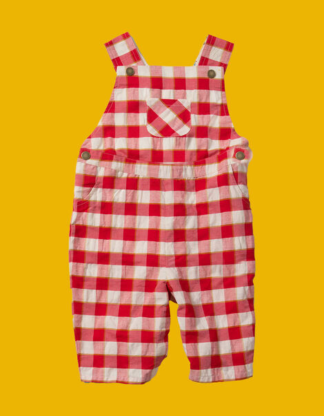 Little Green Radicals Check Shortie Dungarees Red, Red (RED), large