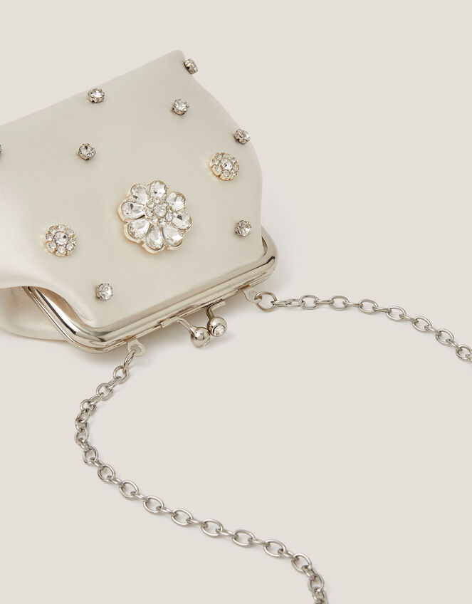 Bejewelled Flower Clip Frame Bag, , large