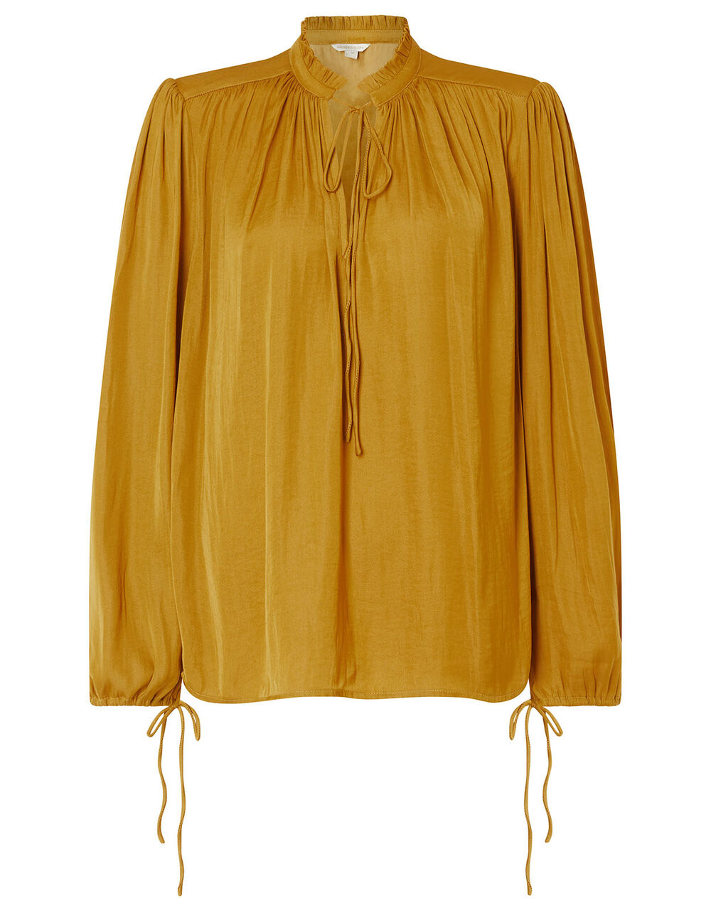 Long Sleeve Satin Blouse Yellow