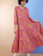 East Rosalie Floral Print Tiered Dress, Pink (PINK), large