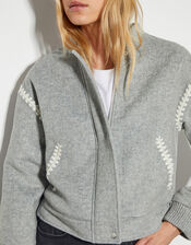 Elodie Stitch Bomber Jacket, Gray (GREY), large