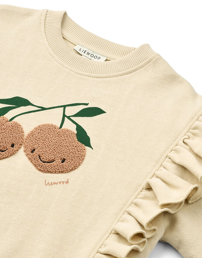 Liewood Marcella Cherry Frill Sweatshirt, Natural (ECRU), large