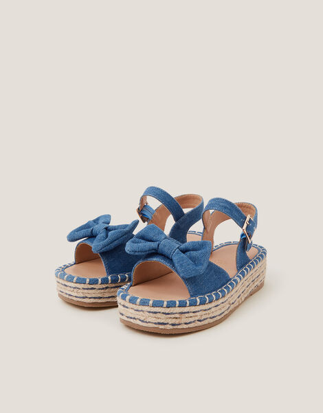 Denim Bow Espadrille Sandals, Blue (BLUE), large