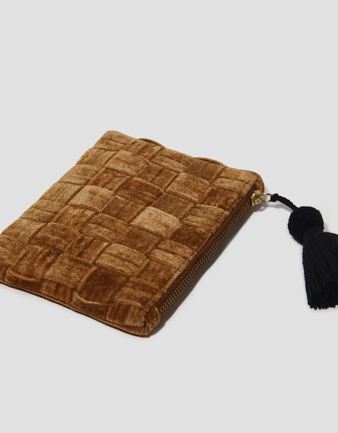 Woven Velvet Coin Purse, Gold (GOLD), large