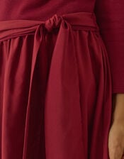 Mikayla Long Sleeve Bubble Hem Midi Dress, Red (BURGUNDY), large