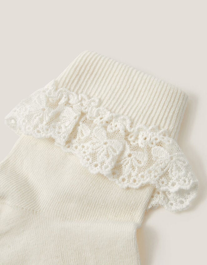 Olivia Bow Lace Socks, Ivory (IVORY), large