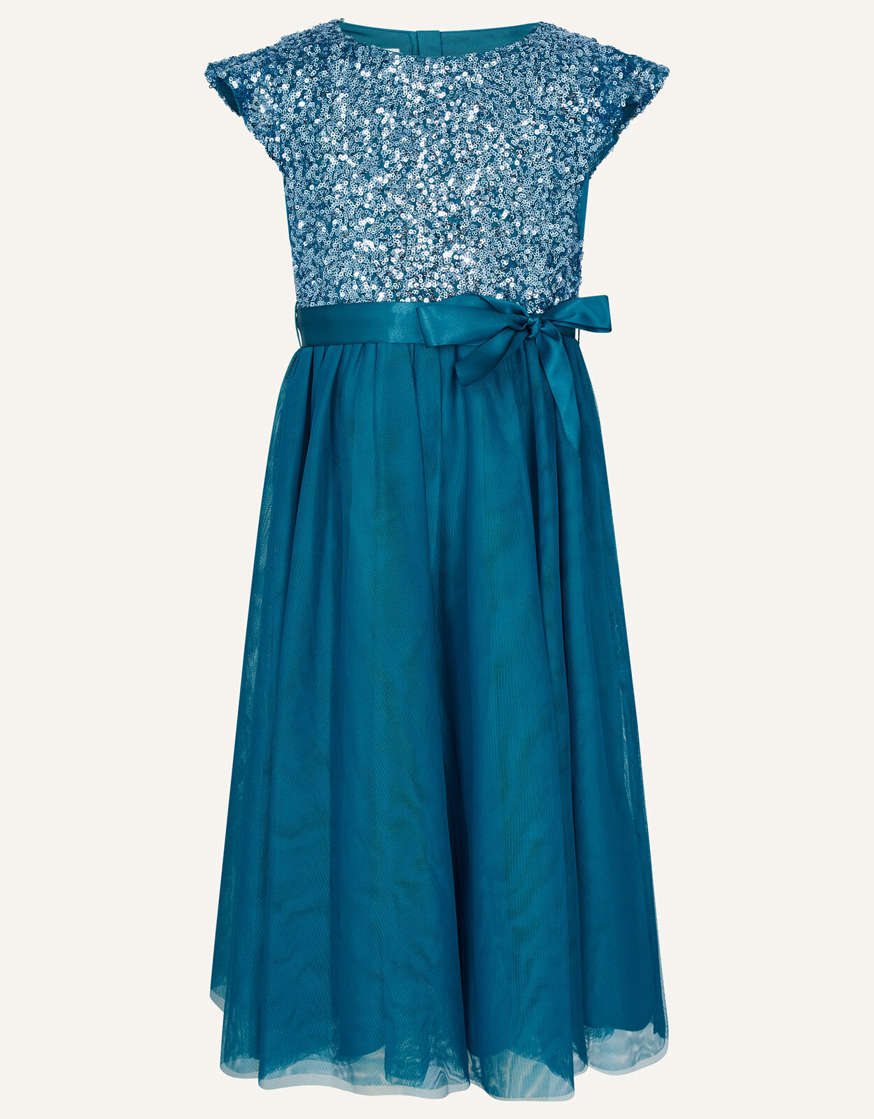 Truth Sequin Flutter Sleeve Dress Teal