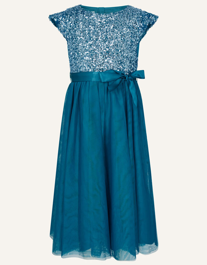 Truth Sequin Flutter Sleeve Dress, Teal (TEAL), large