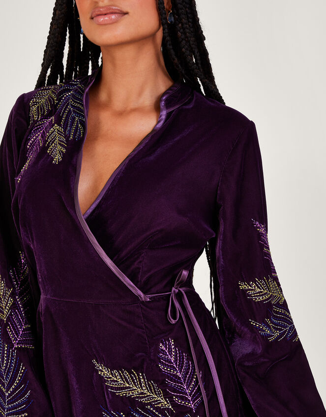 Navi Embellished Velvet Dress, Purple (PURPLE), large