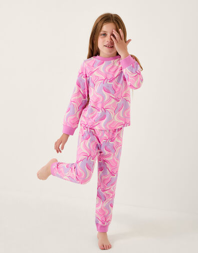 Unicorn Jersey Long Pajama Set, Pink (PINK), large
