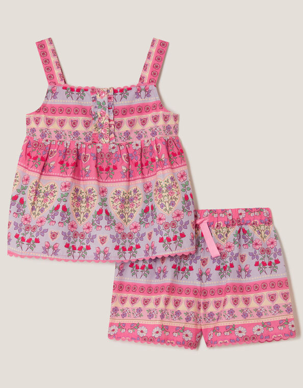 Floral Print Short Pajama Set, Multi (MULTI), large