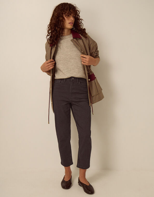 Julia Cropped Cigarette Jeans, Black (BLACK), large