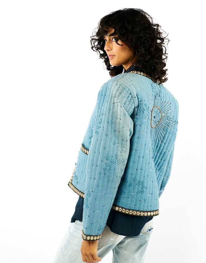 Wild Valentin Embellished Quilted Jacket, Blue (BLUE), large