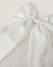 Satin Bow Veil Hair Clip, , large