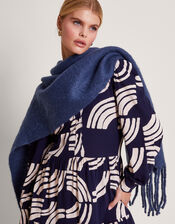 Brushed Blanket Scarf in Recycled Polyester, Blue (NAVY), large