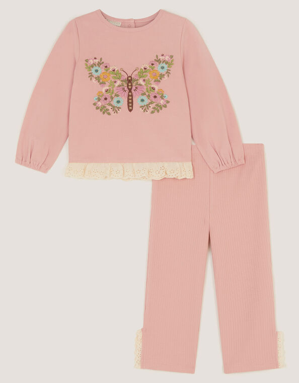 Baby Embroidered Butterfly Top & Leggings Set, Pink (PINK), large