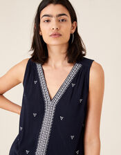 Embroidered Tank Top in LENZING™ ECOVERO™, Blue (NAVY), large