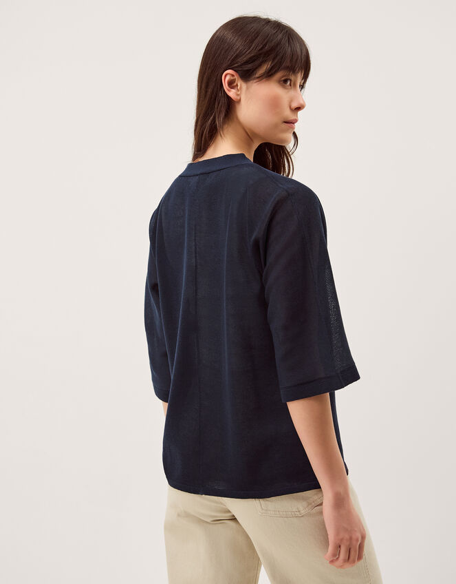 Bath Short Sleeve Cardigan, Blue (NAVY), large