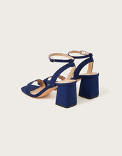 Scallop Block Heel Sandals, Blue (NAVY), large