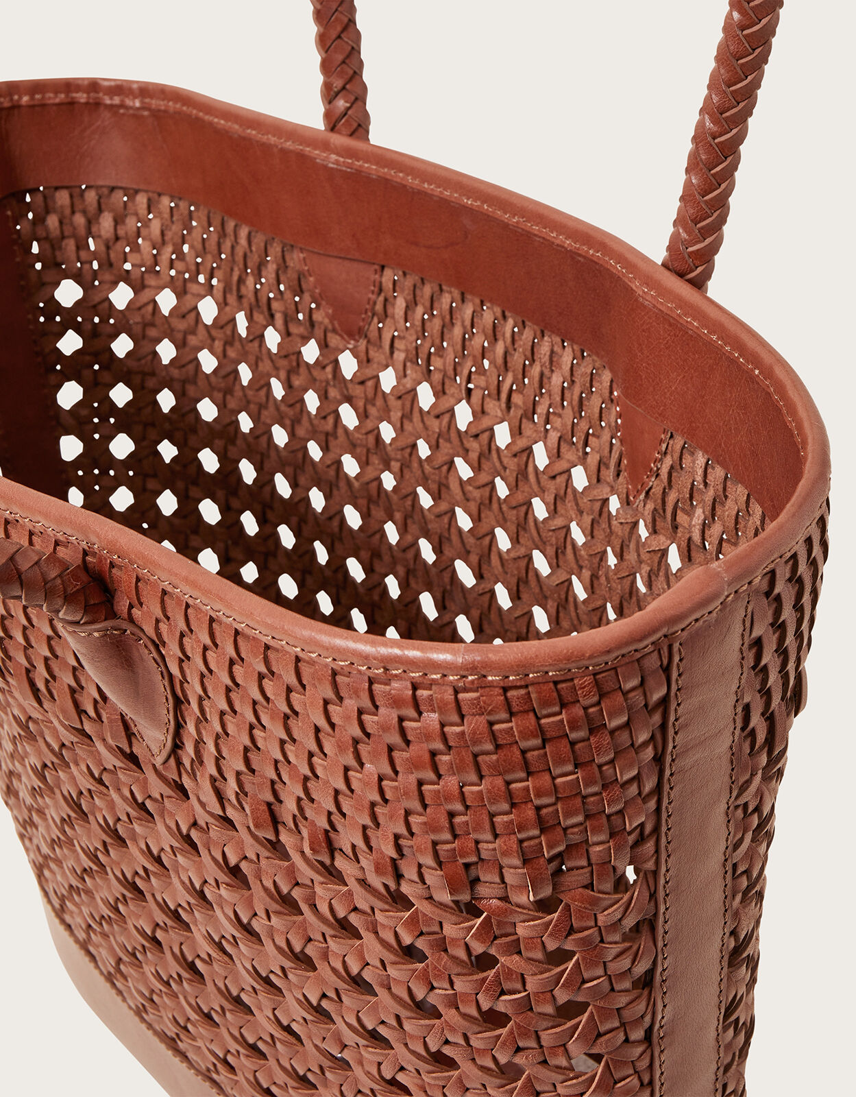 Woven leather basket bag sale