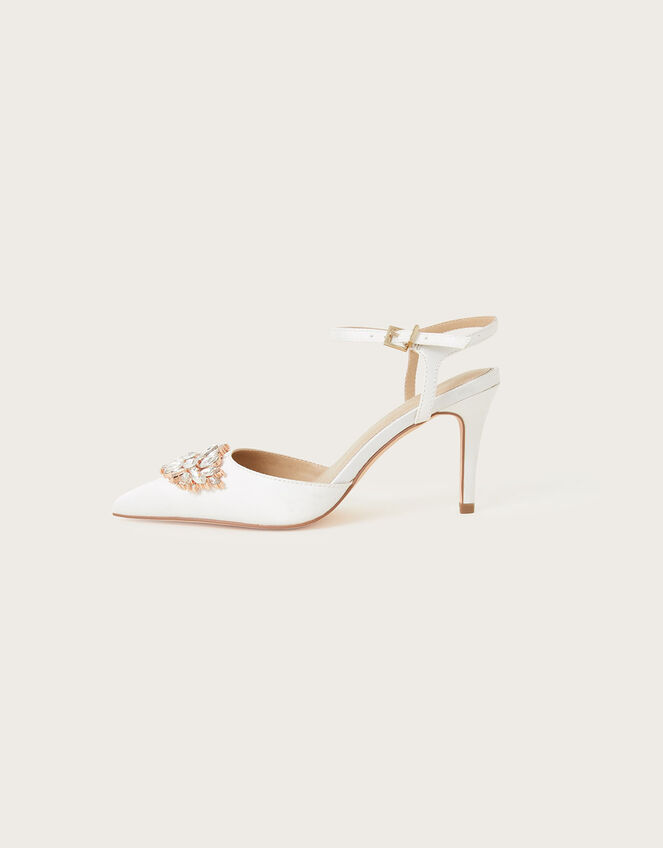 Two-Part Diamante Trim Bridal Shoes, Ivory (IVORY), large