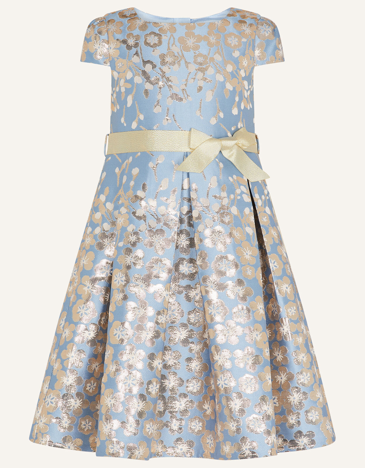 Petal Border Jacquard Dress Blue