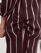 Callie Thorpe x Monsoon Stripe Linen Blend Shirt, Brown (BROWN), large