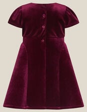 Baby Genevieve Bow Velvet Party Dress, Red (BURGUNDY), large