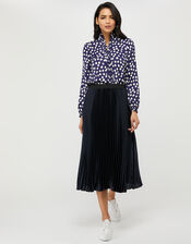 Penny Pleated Midi Skirt, Blue (NAVY), large