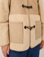Teri Faux Shearling Duffle Jacket, Natural (STONE), large