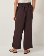Jolie Straight Linen Trousers, Brown (CHOCOLATE), large