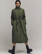 Stella Quilted Padded Coat in Recycled Polyester, Green (KHAKI), large