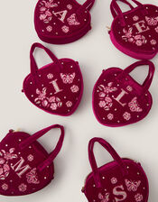 Embroidered Initial Heart Bag, Red (BURGUNDY), large
