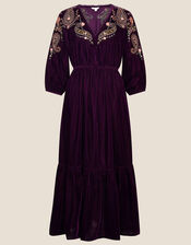 Peya Paisley Embroidered Dress, Red (BERRY), large