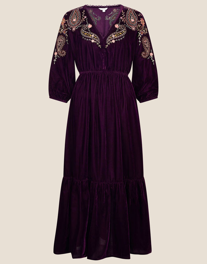 Peya Paisley Embroidered Dress, Red (BERRY), large