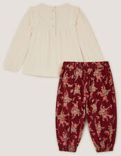 Baby Floral Top & Corduroy Trousers Set, Cream (CREAM), large