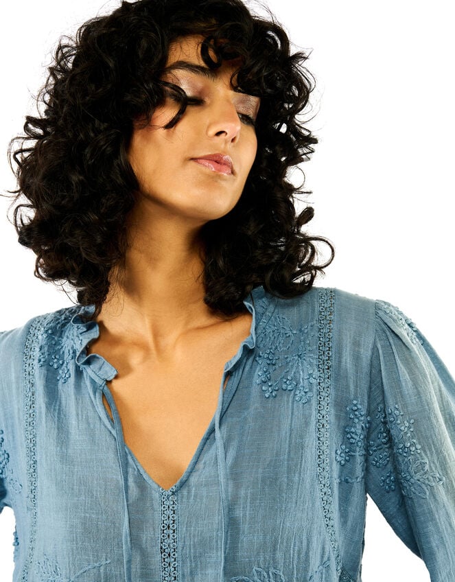 Wild Teresa Embroidered Blouse, Blue (BLUE), large