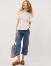 Ria Ruffle Jersey T-Shirt, Ivory (IVORY), large