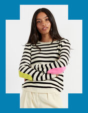 Chinti & Parker Wool Elbow Patch Jumper, Black (BLACK), large
