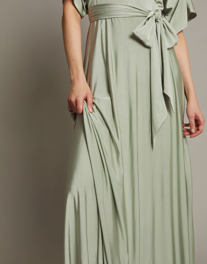 Jillian Drape Tie Waist Bridesmaid Dress, Green (SAGE), large
