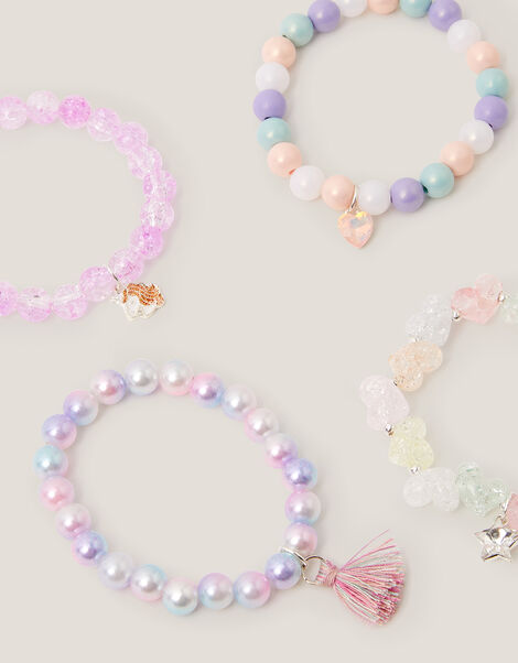 4-Pack Beaded Charm Bracelets , , large