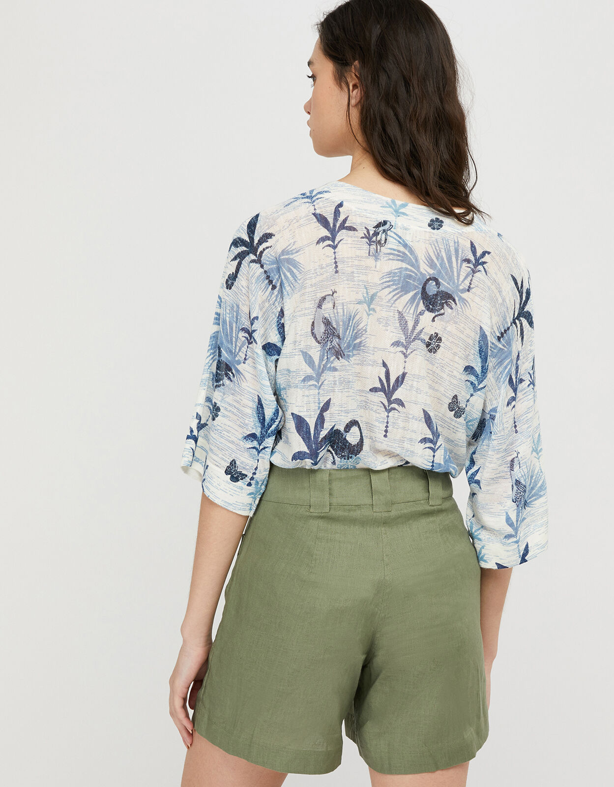 Flamingo Palm Lightweight Jumper in Linen Blend Multi Jumpers Monsoon Global