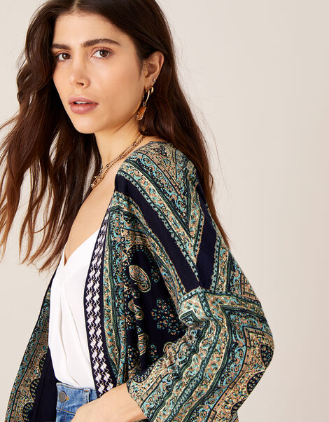 Holly Printed Kimono with LENZING&trade; ECOVERO&trade; Blue, Blue (BLUE), large