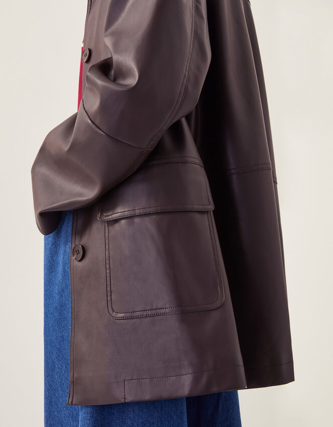 Paula Faux Leather Jacket, Brown (CHOCOLATE), large