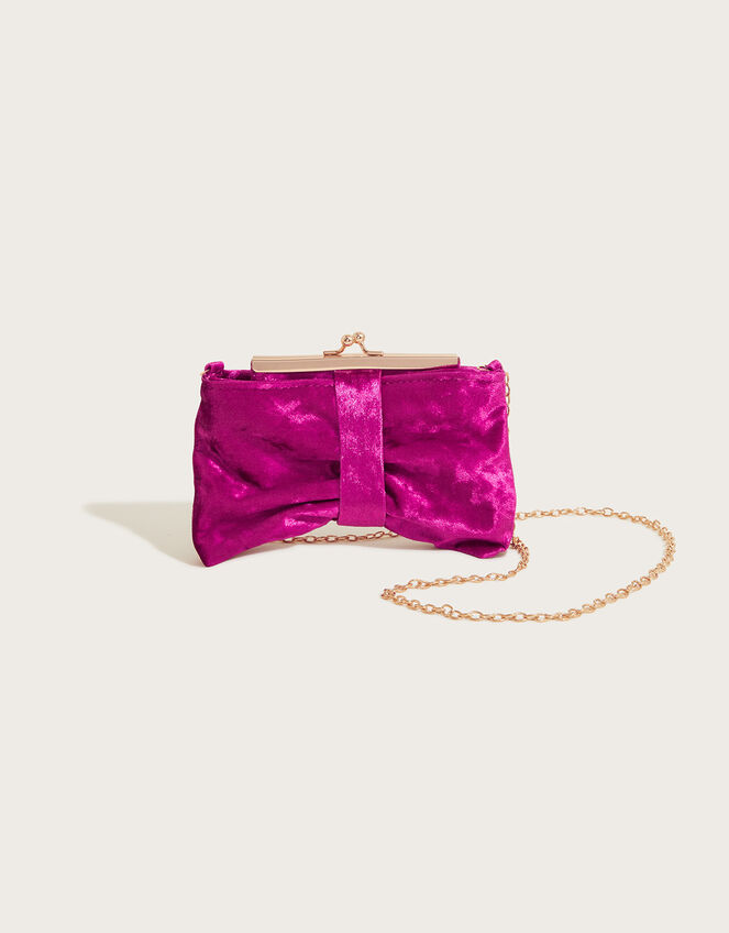 Velvet Bow Frame Bag, , large