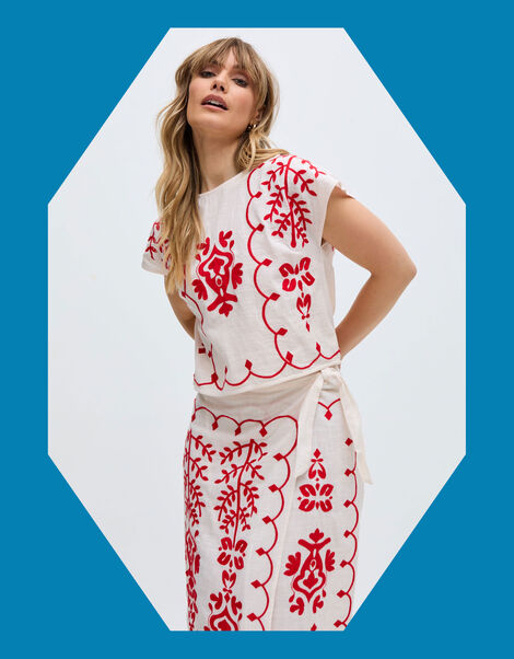Raffya Freya Embroidered Top, Multi (MULTI), large