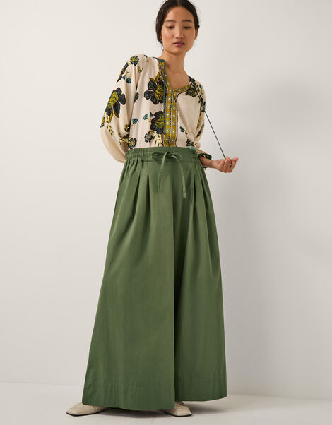 Rachel Wide Leg Trousers, Green (KHAKI), large