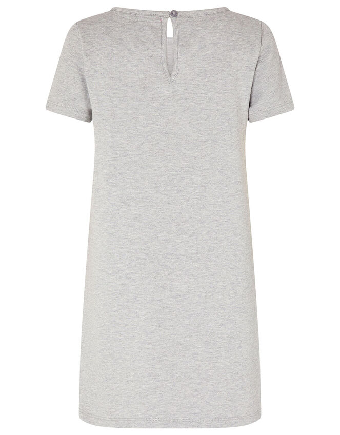 Sequin Stripe Sweat Dress, Grey (GREY), large