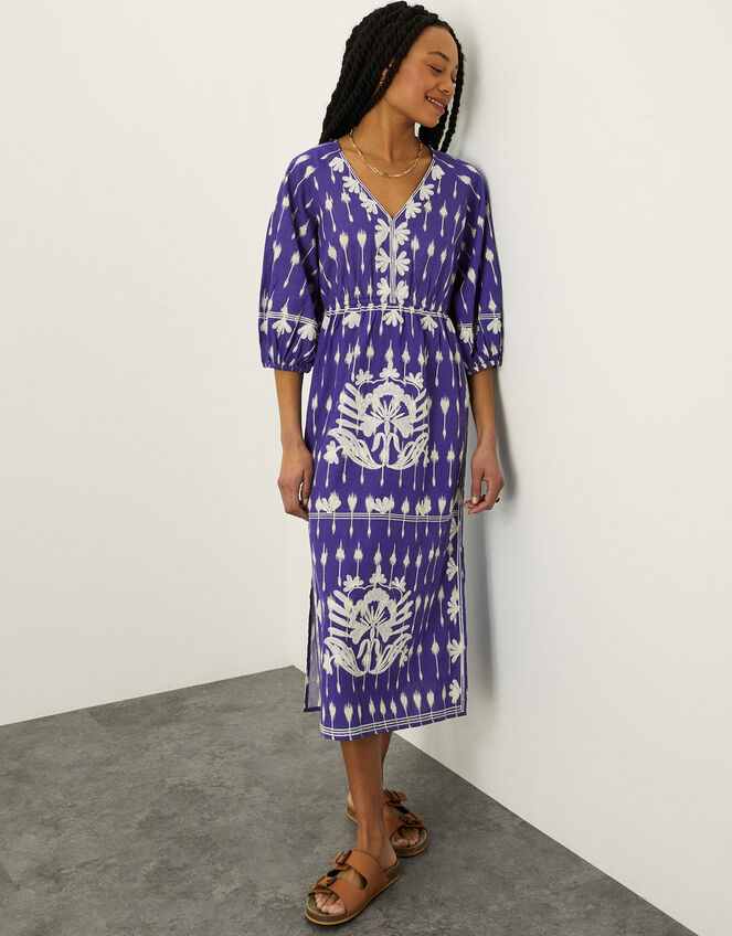 Premium Embroidered Maxi Dress, Blue (BLUE), large