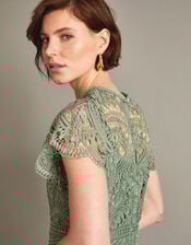 Monica Lace Midi Dress, Green (OLIVE), large